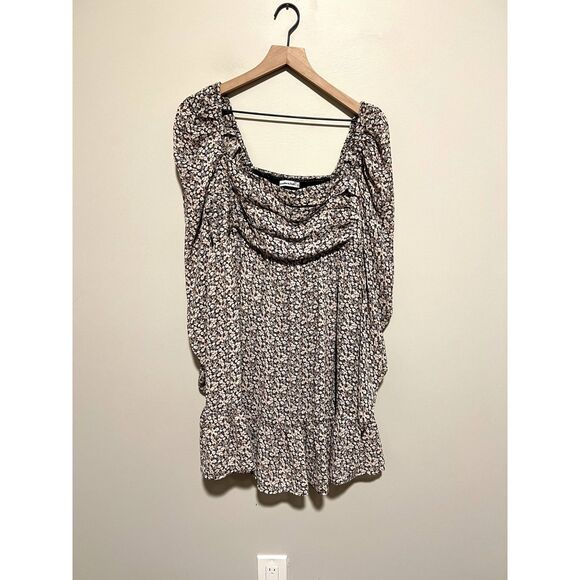 Abercrombie & Fitch Puff Sleeve Ruffle Smocked Mini Dress Women's Size Large - Picture 1 of 11